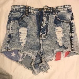 High waisted jean shorts